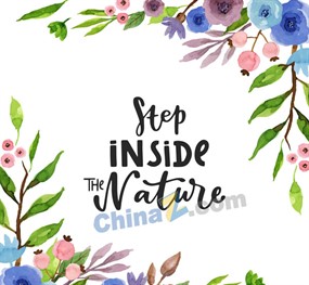 水彩绘花枝边框设计矢量素材